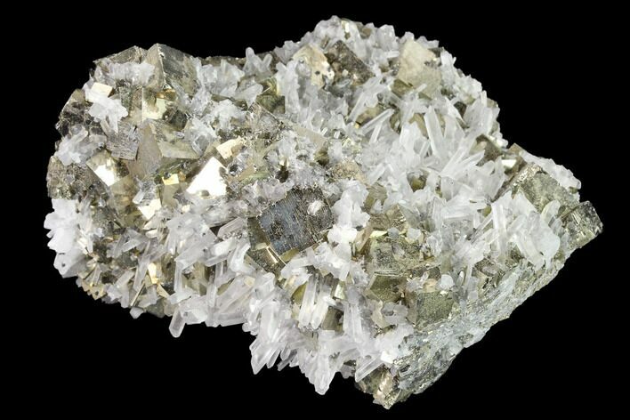 Cubic Pyrite and Quartz Crystal Association - Peru #142650